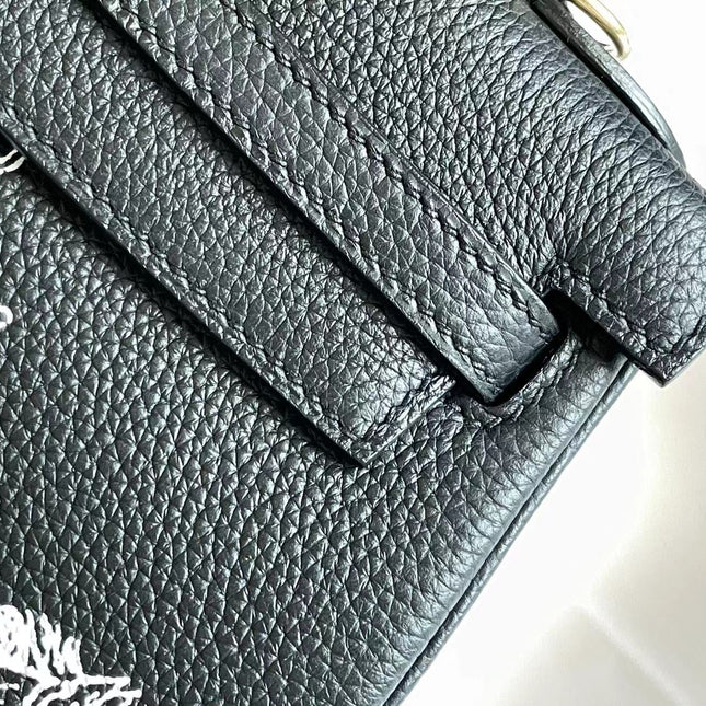 BIRKIN 25 BAG IN BLACK CALFSKIN WITH WHITE STICKER
