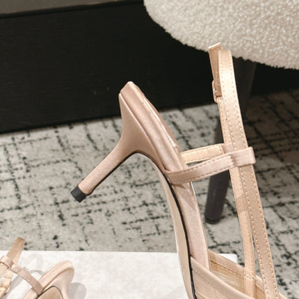 JIMMY CHOO 26S SLINGBACK HEELS 65 MM IN LIGHT NUDE PINK FABRIC