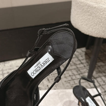 JIMMY CHOO 26S SLINGBACK HEELS 65 MM IN BLACK FABRIC