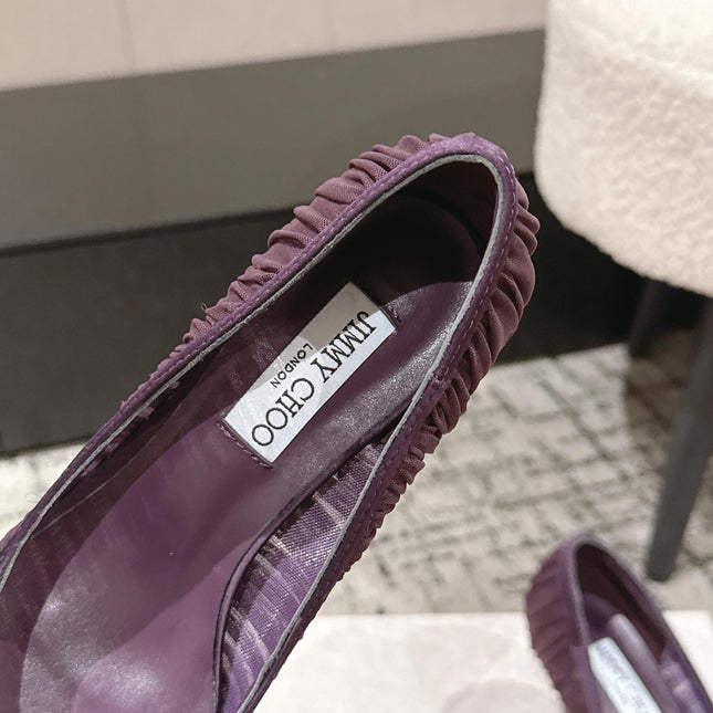 JIMMY CHOO 26S POINTED-TOE HIGH HEELS 65 MM IN DEEP PURPLE FABRIC