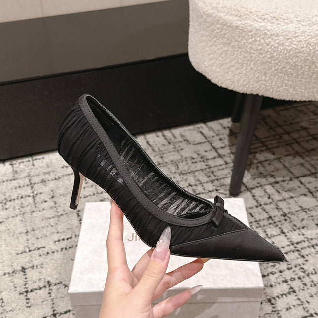 JIMMY CHOO 26S POINTED-TOE HIGH HEELS 65 MM IN BLACK FABRIC