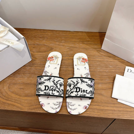 DIOR 26S FLAT SLIDE SANDALS IN MULTICOLOR EMBROIDERED CANVAS 003