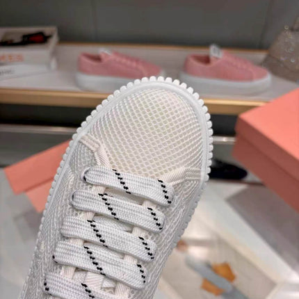 MIUMIU 26S SNEAKER MULES 45MM IN WHITE MESH