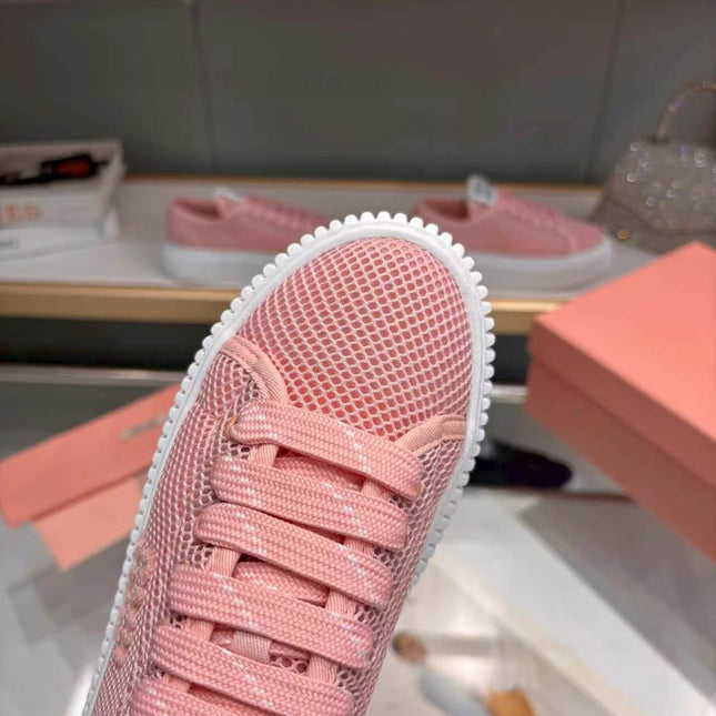 MIUMIU 26S SNEAKER MULES 45MM IN PINK MESH