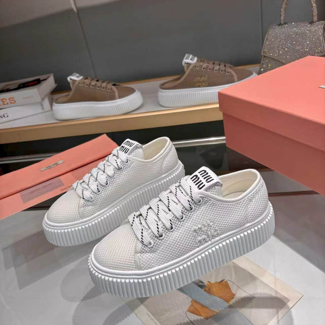 MIUMIU 26S SNEAKER 45MM IN WHITE MESH FABRIC