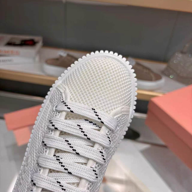 MIUMIU 26S SNEAKER 45MM IN WHITE MESH FABRIC