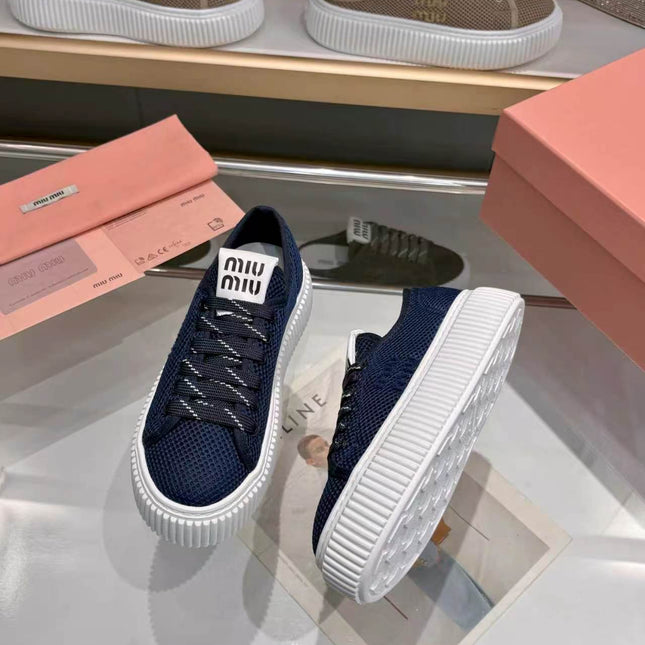 MIUMIU 26S SNEAKER 45MM IN NAVY BLUE MESH FABRIC