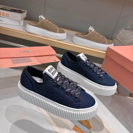 MIUMIU 26S SNEAKER 45MM IN NAVY BLUE MESH FABRIC