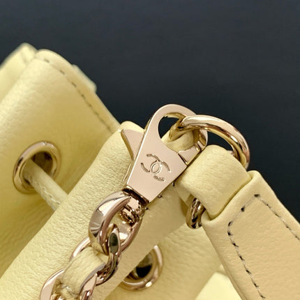 CHANEL 25S MINI BUCKET BAG 12 IN YELLOW CALFSKIN GOLD HARDWARE