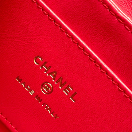CHANEL 25S MINI KELLY BAG 13 IN RED LAMBSKIN WITH GOLD HARDWARE