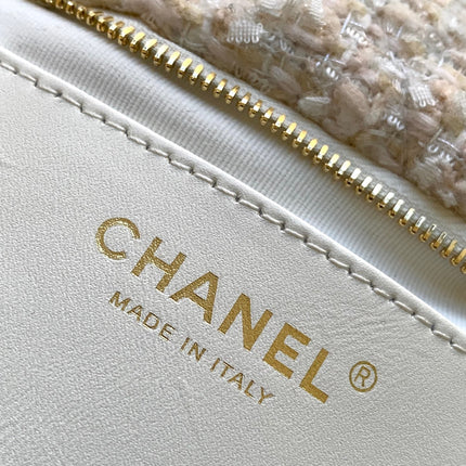CHANEL 25S BOW BAG 26 IN CREAM WHITE TWEED WITH GOLD HARDWARE