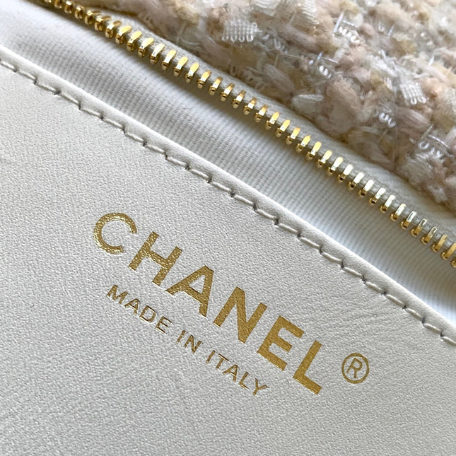 CHANEL 25S BOW BAG 38 IN CREAM WHITE TWEED WITH GOLD HARDWARE