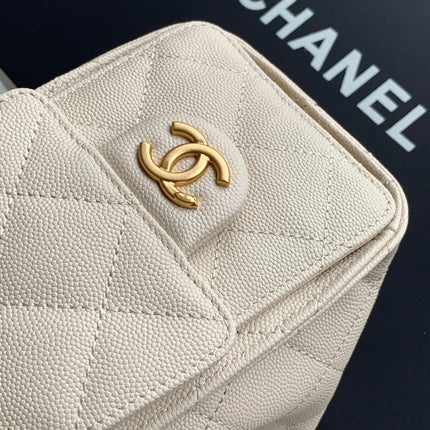 CHANEL 25S HOBO BAG 22 IN LIGHT BEIGE CAVIAR LEATHER WITH GOLD HARDWARE