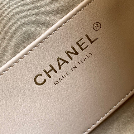 CHANEL 25S HOBO BAG 22 IN BEIGE BROWN CAVIAR LEATHER WITH GOLD HARDWARE