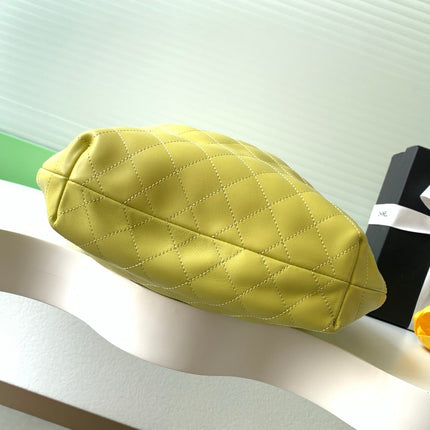 CHANEL 26S HAND BAG 32 IN LIME YELLOW LAMBSKIN GOLD HARDWARE