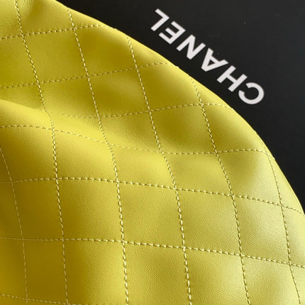 CHANEL 26S HAND BAG 32 IN LIME YELLOW LAMBSKIN GOLD HARDWARE