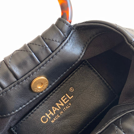 CHANEL 26S HAND BAG MEDIUM 24 IN BLACK LAMBSKIN GOLD HARDWARE
