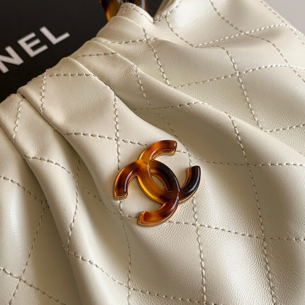 CHANEL 26S HAND BAG 24 IN IVORY WHITE LAMBSKIN GOLD HARDWARE