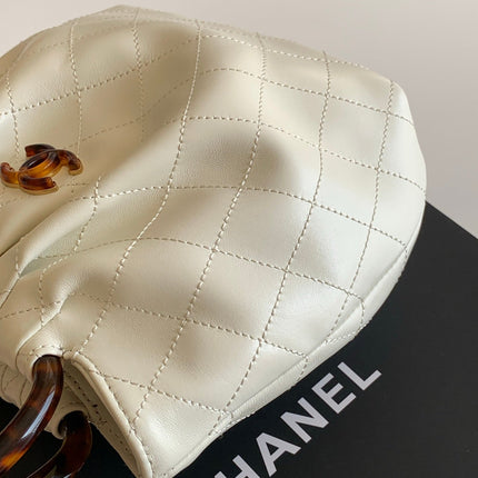 CHANEL 26S HAND BAG 24 IN IVORY WHITE LAMBSKIN GOLD HARDWARE