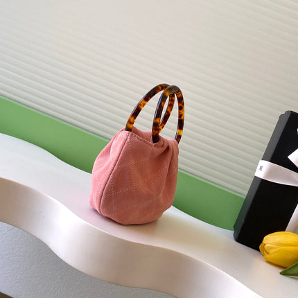 CHANEL 26S HAND BAG 12 IN PINK SUEDE GOLD HARDWARE