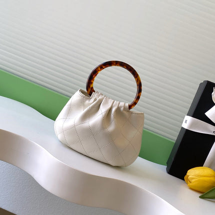 CHANEL 26S HAND BAG 12 IN IVORY WHITE LAMBSKIN GOLD HARDWARE