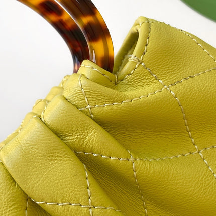 CHANEL 26S HAND BAG 12 IN LIME YELLOW LAMBSKIN GOLD HARDWARE