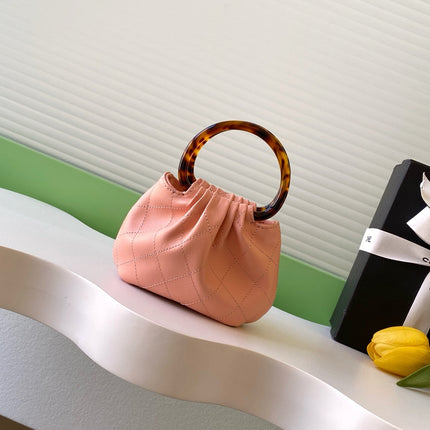 CHANEL 26S TOP HANDLE BAG 12 IN PINK LAMBSKIN GOLD HARDWARE