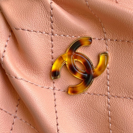CHANEL 26S TOP HANDLE BAG 12 IN PINK LAMBSKIN GOLD HARDWARE