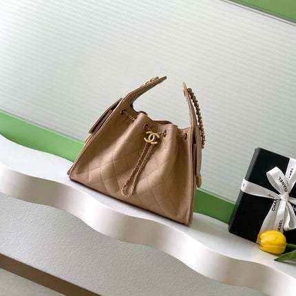 CHANEL 26S HOBO BAG 30 IN DARK BEIGE CAVIAR CALFSKIN GOLD HARDWARE