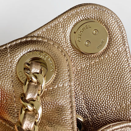 CHANEL 25S HOBO BAG 22 IN ROSE METALLIC CAVIAR