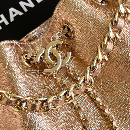 CHANEL 25S HOBO BAG 30 IN ROSE METALLIC CAVIAR