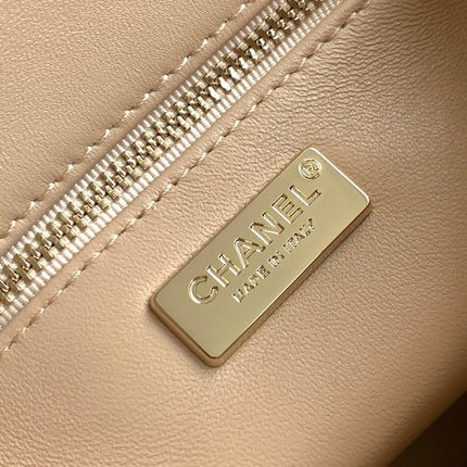 CHANEL 26S SEQUINS FLAP BAG 21 IN BROWN TWEED AND CALFSKIN GOLD HARDWARE