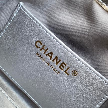 CHANEL 26S HOBO BAG 22 IN SILVER METALLIC CRINKLED CALFSKIN GOLD HARDWARE