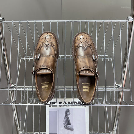 THICK-SOLED OXFORD SHOES WOOD CALFSKIN
