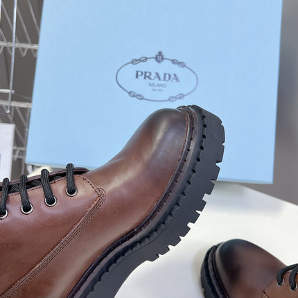 PRA LACE-UP BOOTS OMBRE CHOCOLATE CALFSKIN