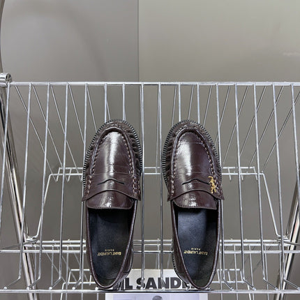 YSL 25S SAINT LAURENT LOAFERS IN DUSTY PLUM CALFSKIN