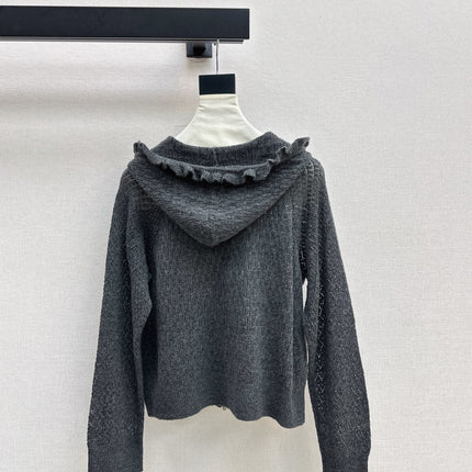 DIOR 25S HOODED KNIT CARDIGAN WITH CUTOUT DESIGN 616