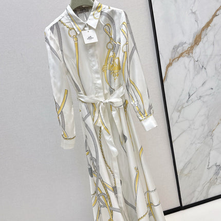 HERMES 25S LONG SILK DRESS 043