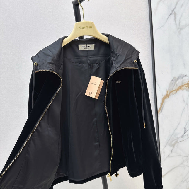 MIUMIU 26S HOODED VELVET JACKET 951