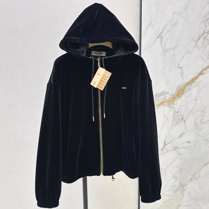 MIUMIU 26S HOODED VELVET JACKET 951