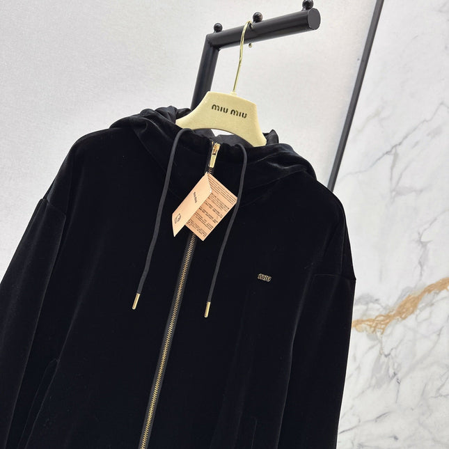 MIUMIU 26S HOODED VELVET JACKET 951