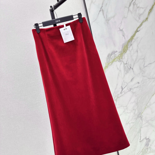 DIOR 25S LONG VELVET MIDI SKIRT 521