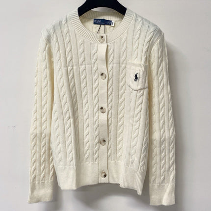 RALPH LAUREN 26S CREW-NECK CABLE-KNIT CARDIGAN 704