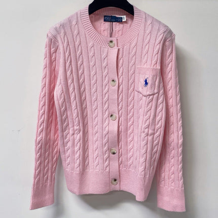 RALPH LAUREN 26S CREW-NECK CABLE-KNIT CARDIGAN 703