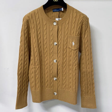 RALPH LAUREN 26S CREW-NECK CABLE-KNIT CARDIGAN 702