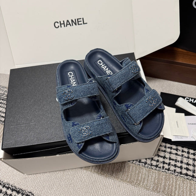 CHANEL 26S DAD SANDAL IN BLUE DENIM 802924