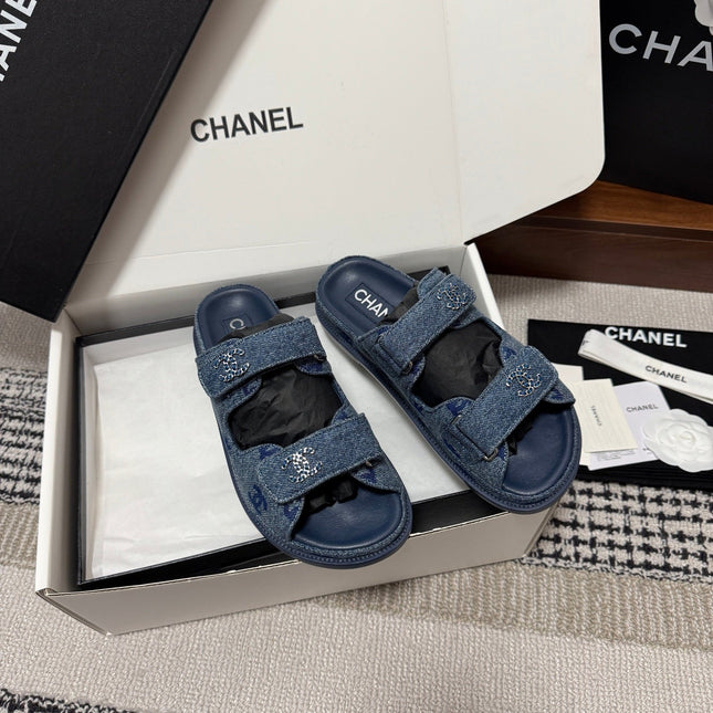 CHANEL 26S DAD SANDAL IN BLUE DENIM 802924