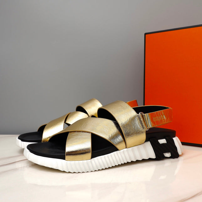 HM ELECTRIC SANDAL  METALLIC GOLD CALFSKIN