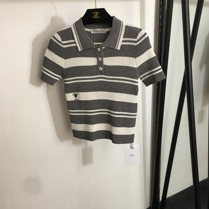 DIOR 26S SHORT-SLEEVE POLO KNIT TOP 1078