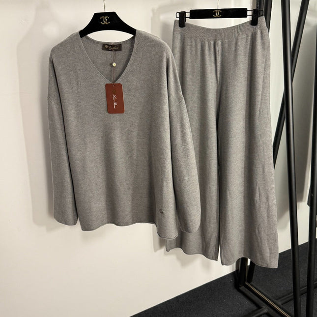 LORO PIANA 26S V-NECK KNIT PANTS SET 957